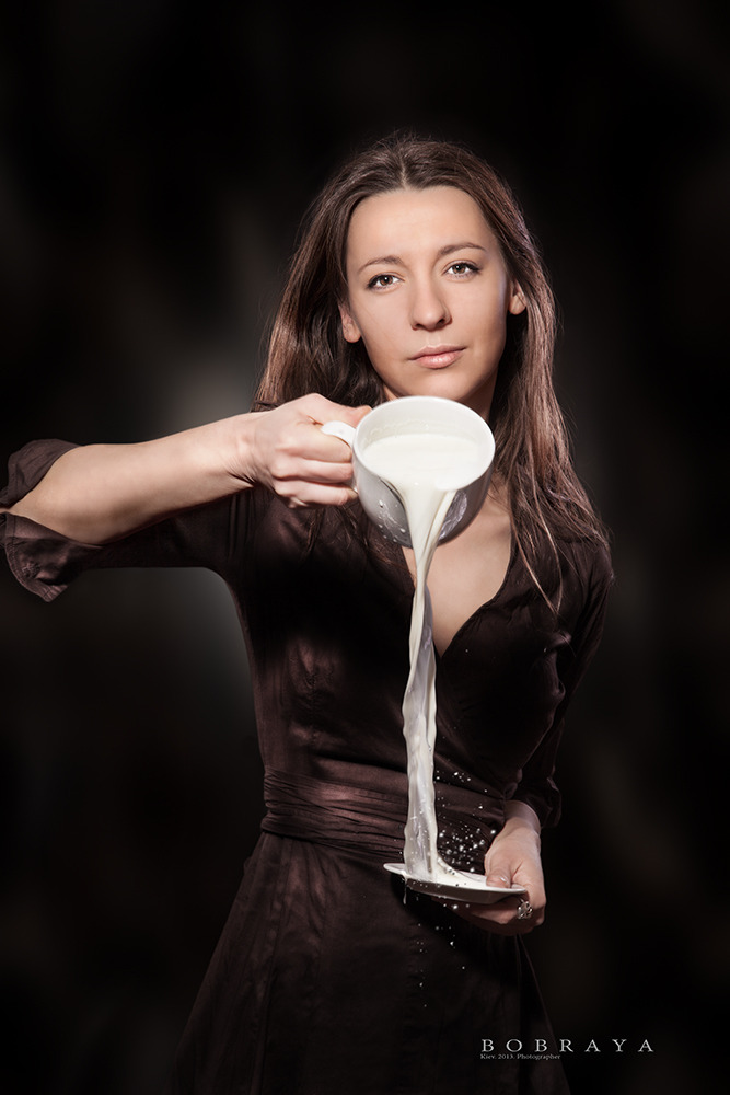 Waste of milk | milk, cup, no make-up, black background