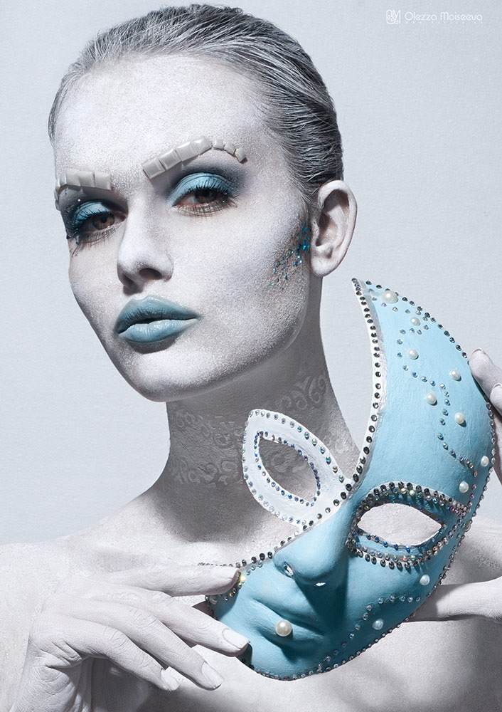 Girl with blue mask | mask, blue lips, light skin