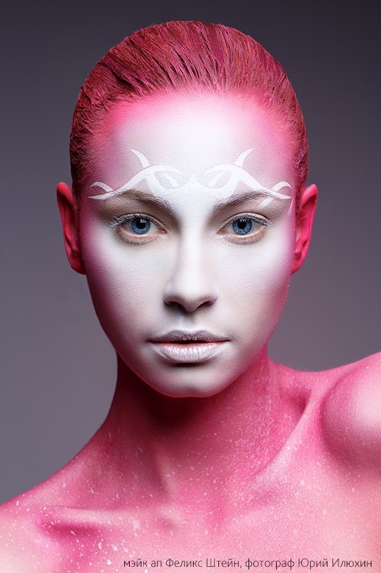 Pink girl | pink, white skin, blue eyes