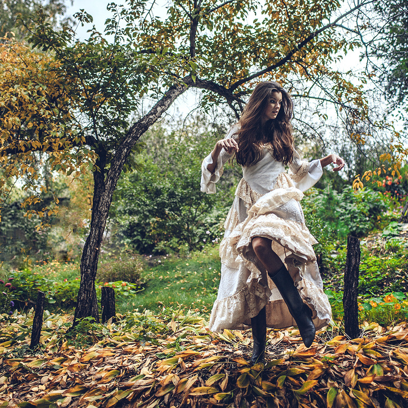 Sexy girl in autumn forest | sexy, girl, forest, fallen leafs