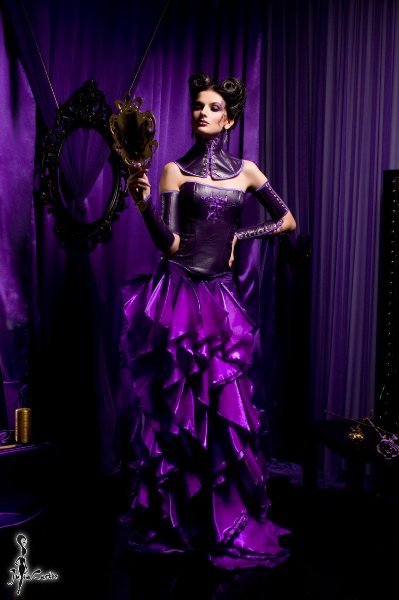 Arrogance | glamour, model, girl, arrogance, deadly sin, mirror, violet, long dress, hair-do, make-up