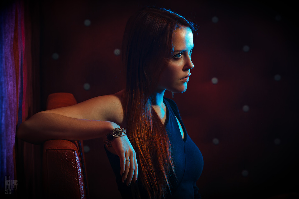 Girl in dark room | girl, room, darkness, armchair